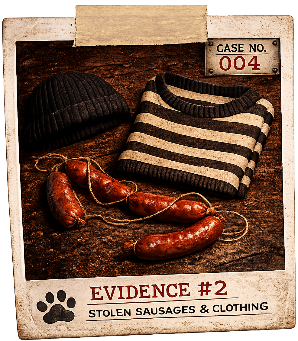 Niles wearing his striped jumper and hat while carrying sausages